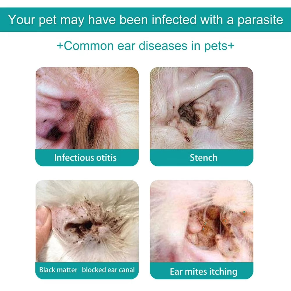 30Ml Dog Ear Cleaning Remove Mites Dog Ear Medicine Keep Canals Clean Cat Ear Deodorant Oil Anti-Ticks for Pet Cleaning Supplies