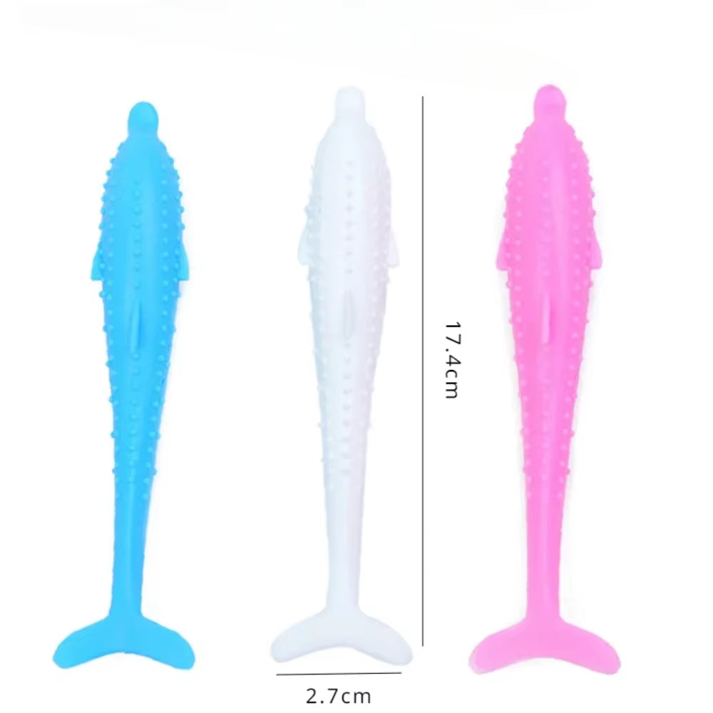NEW Cat Teeth Brushing Toy Teeth Cleaning Cat Stick Fish-Shaped Silicone Toy Chew Resistant Interactive Toys Catnip Pet Supplies