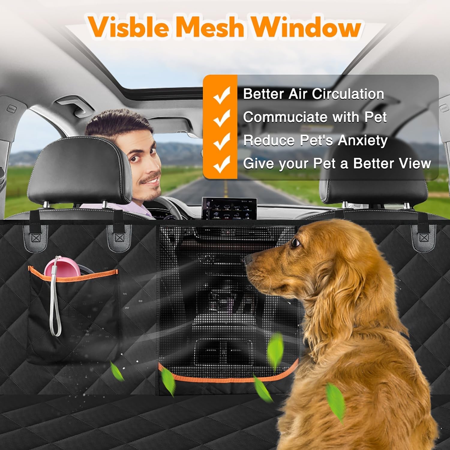 Heavy-Duty Waterproof Dog Car Seat Cover with Side Flaps, Anti-Scratch Nonslip Hammock for Back Seat Protection in Cars, Trucks, and SUVs