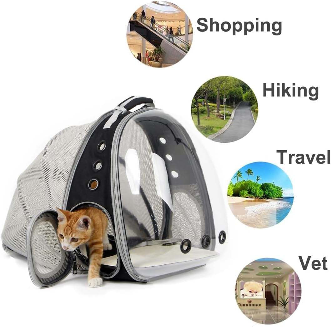 Cat Bubble Backpack with Ventilation Fan, Suitable for Pets Up to 12 lbs, Space Capsule Design with Clear Window for Travel and Transport of Cats and Small Dogs