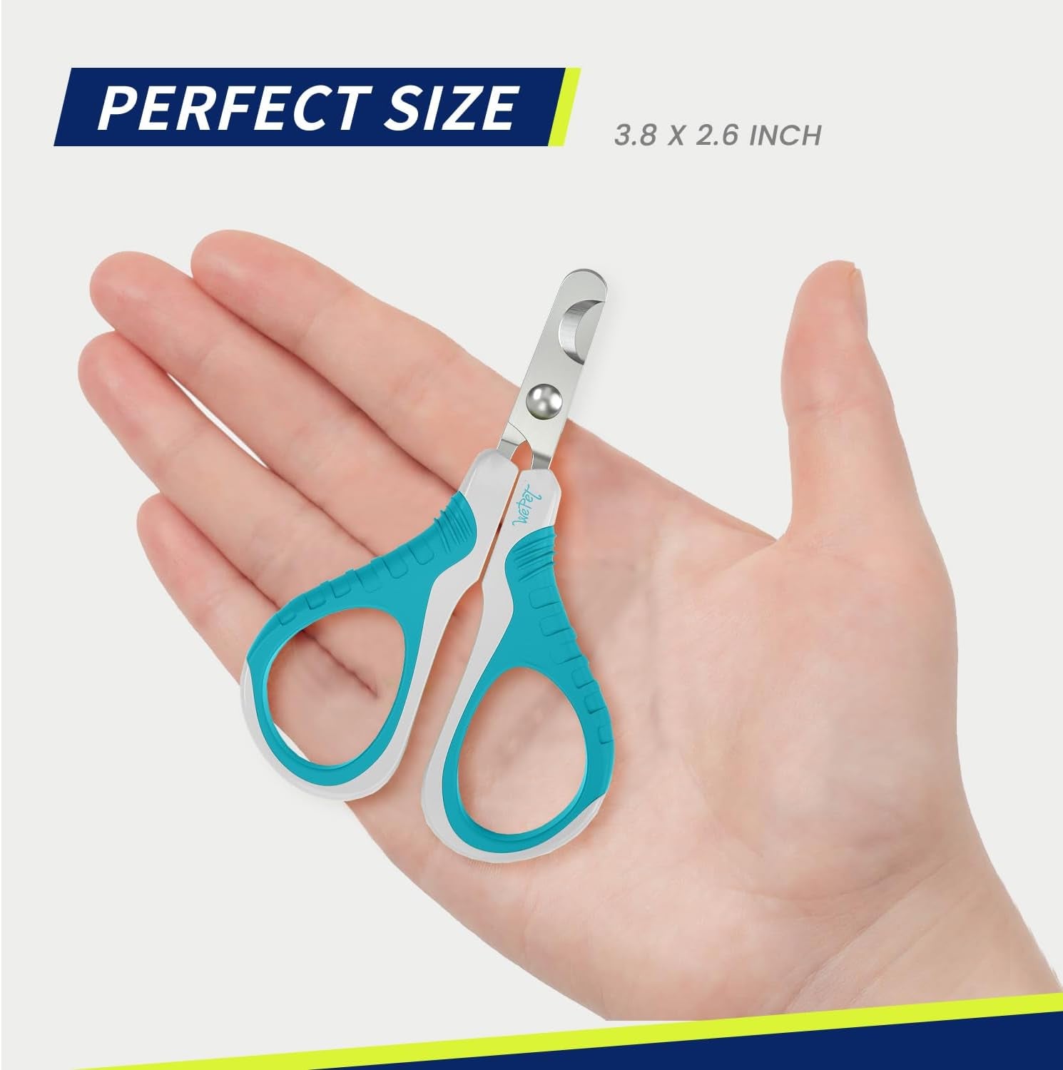 Professional Pet Nail Clippers U07.1, Curved Scissor Design for Cats, Kittens, Dogs, Puppies, and Small Animals, White/Pine Green