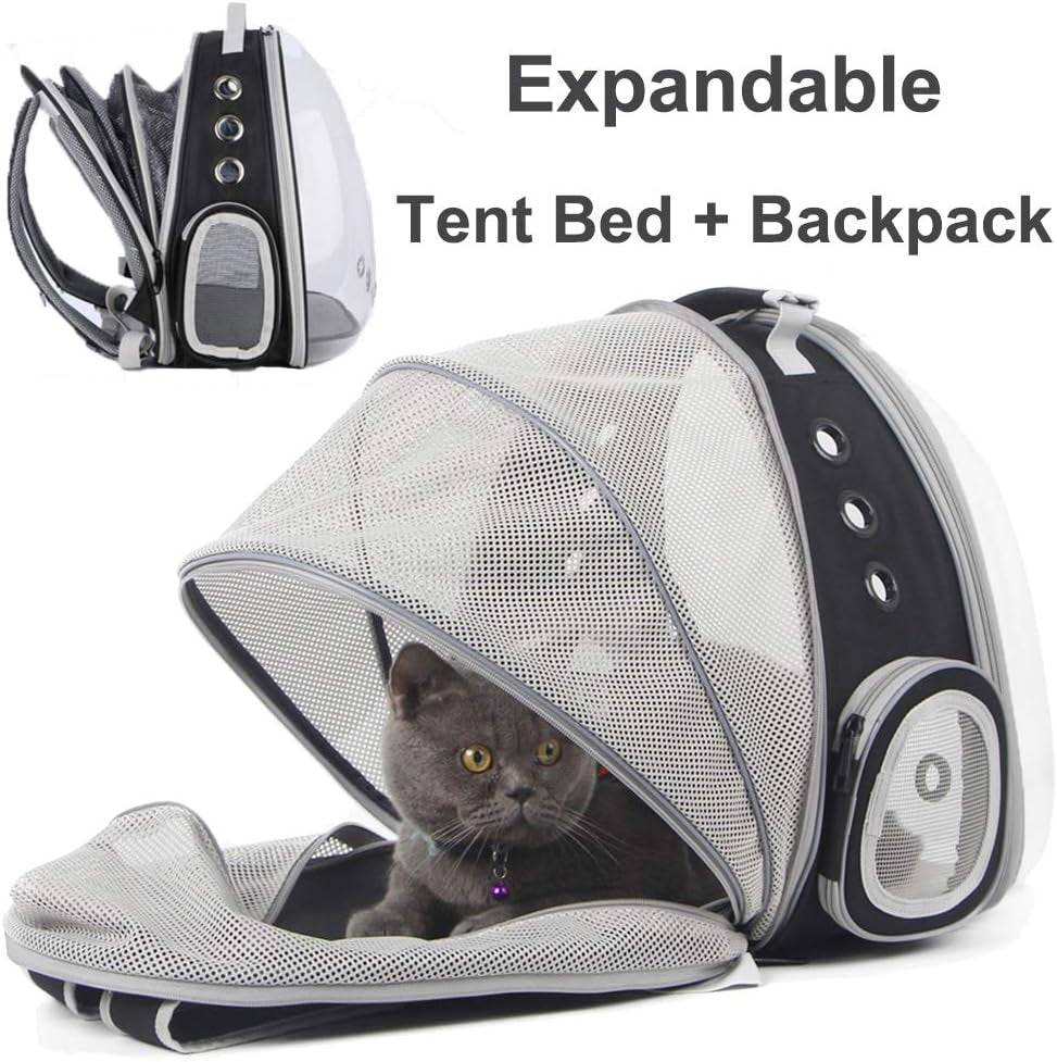 Cat Bubble Backpack with Ventilation Fan, Suitable for Pets Up to 12 lbs, Space Capsule Design with Clear Window for Travel and Transport of Cats and Small Dogs