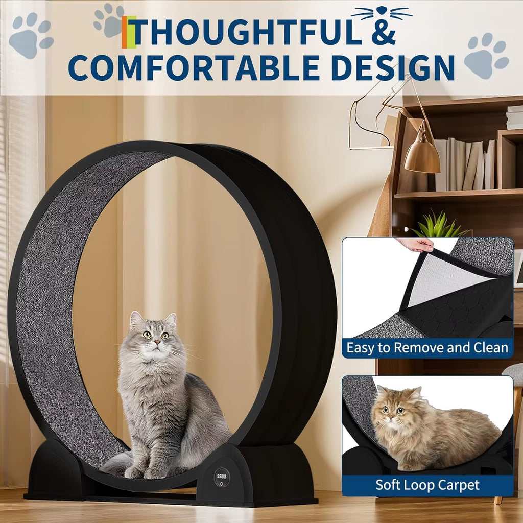 Cat Exercise Wheel 45" Large Treadmill for Indoor Cats Quiet Running Wheel with Smart Pedometer for Running Walking Training