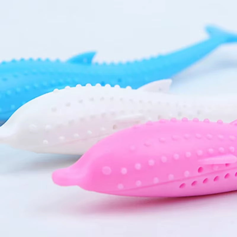 NEW Cat Teeth Brushing Toy Teeth Cleaning Cat Stick Fish-Shaped Silicone Toy Chew Resistant Interactive Toys Catnip Pet Supplies