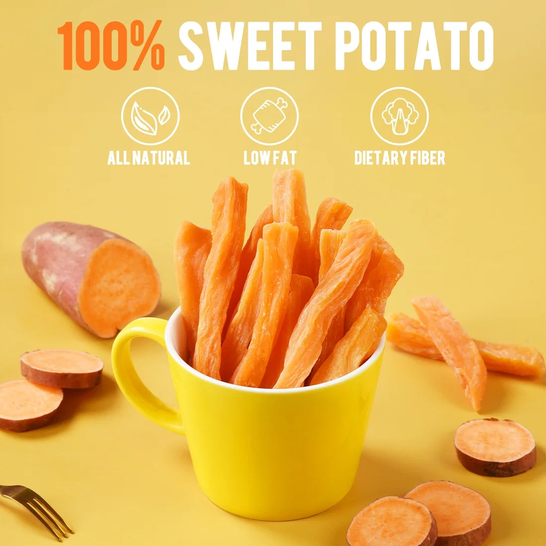 (2 Pack)  Sweet Potato Dog Treats, Natural Snack Chews for All Dogs, 29Pcs, 11Oz