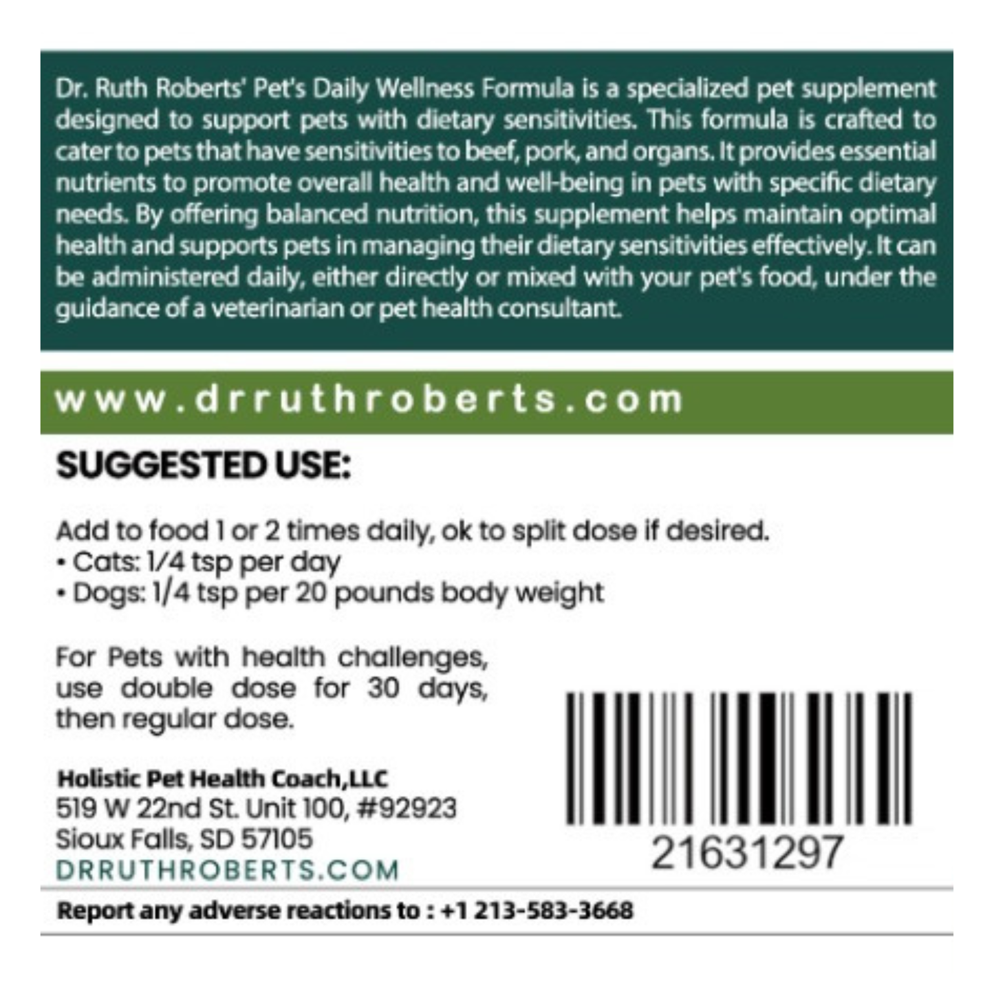PRE-ORDER Daily Wellness Formula — Glandular-Free Multivitamin for Dogs & Cats with Beef, Pork, or Organ Sensitivities