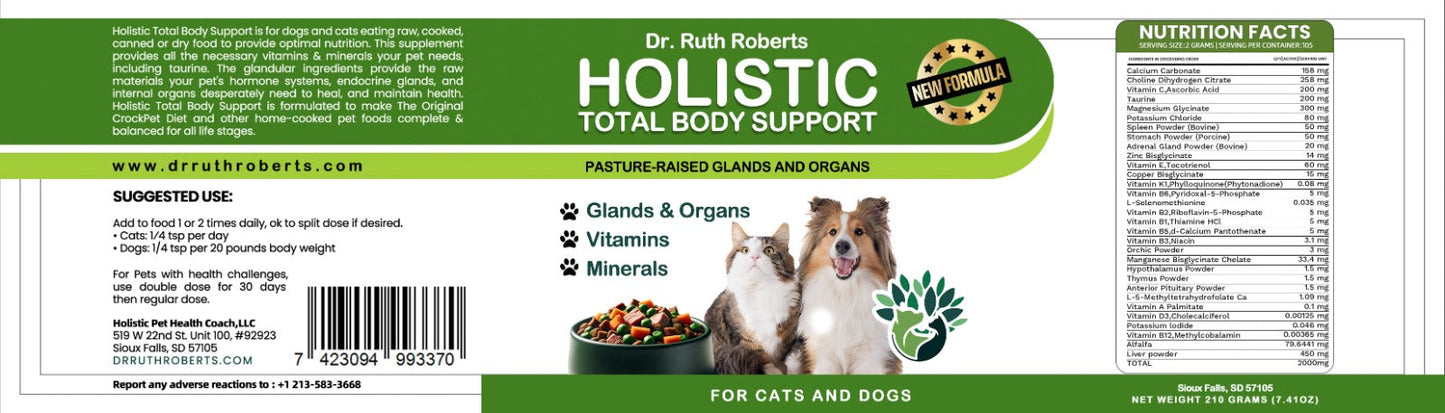 PRE-ORDER Holistic Total Body Support — Daily Multivitamin & Pasture-Raised Glandular Blend for Dogs & Cats
