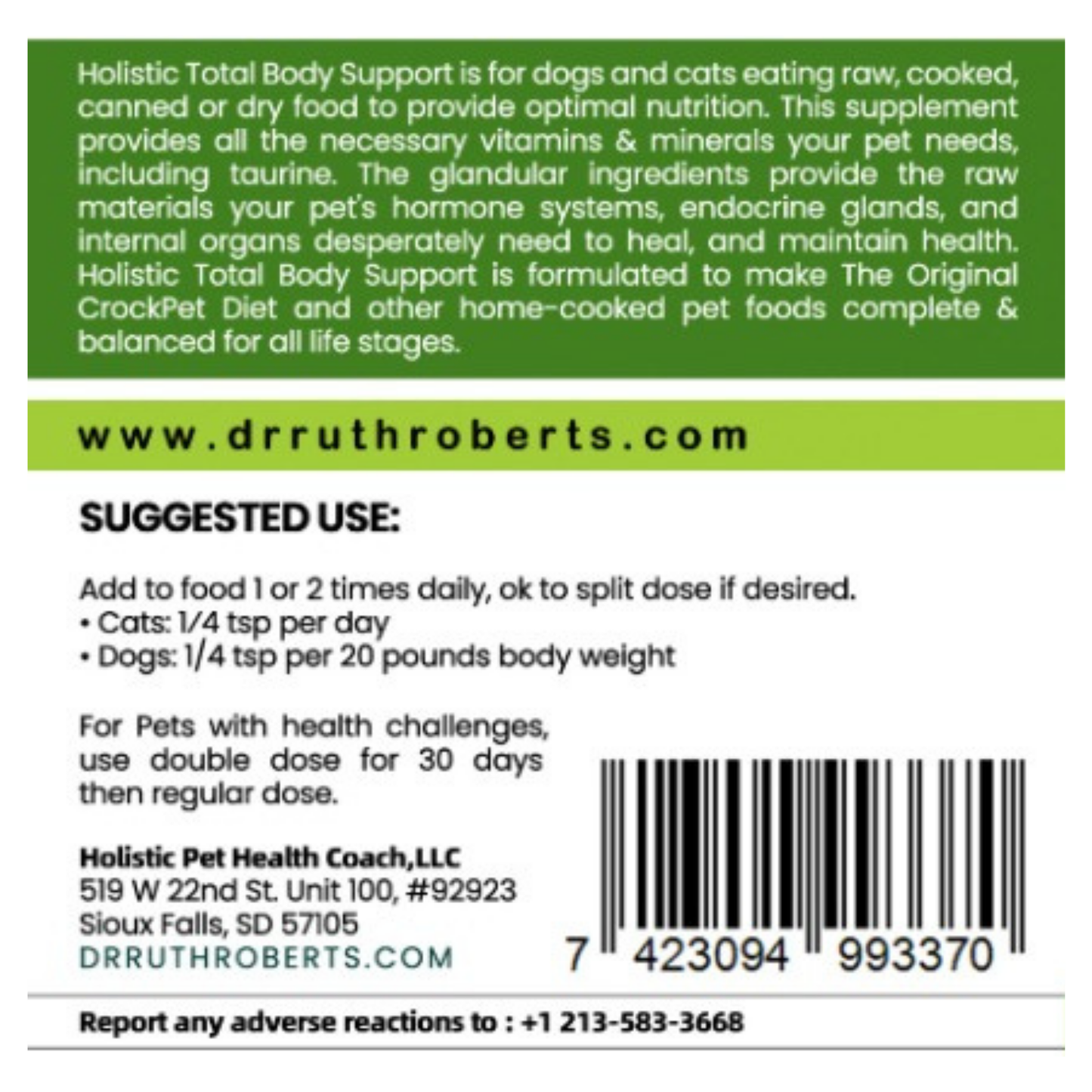 PRE-ORDER Holistic Total Body Support — Daily Multivitamin & Pasture-Raised Glandular Blend for Dogs & Cats