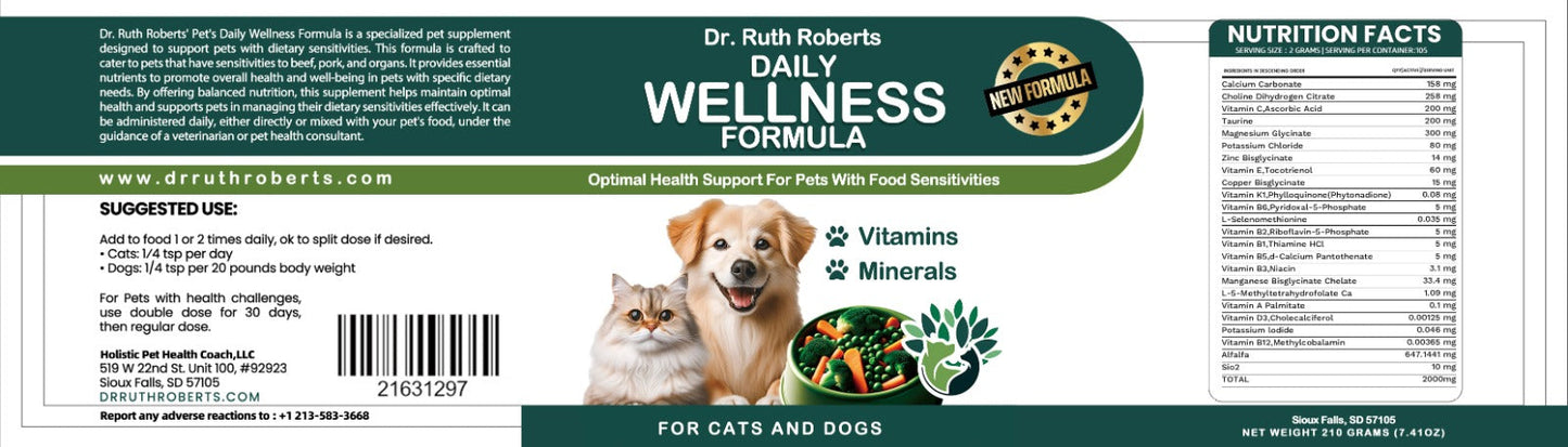 PRE-ORDER Daily Wellness Formula — Glandular-Free Multivitamin for Dogs & Cats with Beef, Pork, or Organ Sensitivities