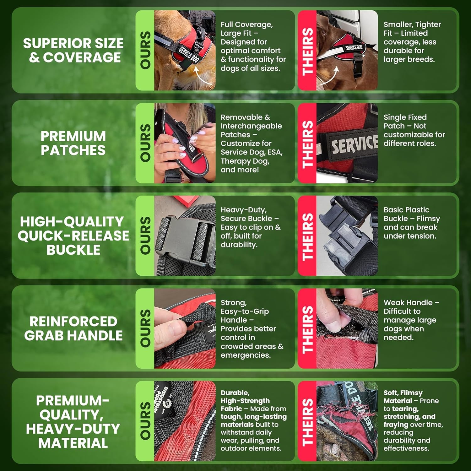 Professional Service Dog Vest and Leash Set with Adjustable Hook and Loop Straps - Available in XXS to XXL - Features Reflective Patch and Breathable Mesh Design