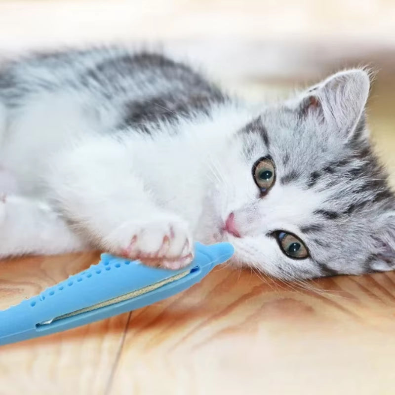 NEW Cat Teeth Brushing Toy Teeth Cleaning Cat Stick Fish-Shaped Silicone Toy Chew Resistant Interactive Toys Catnip Pet Supplies