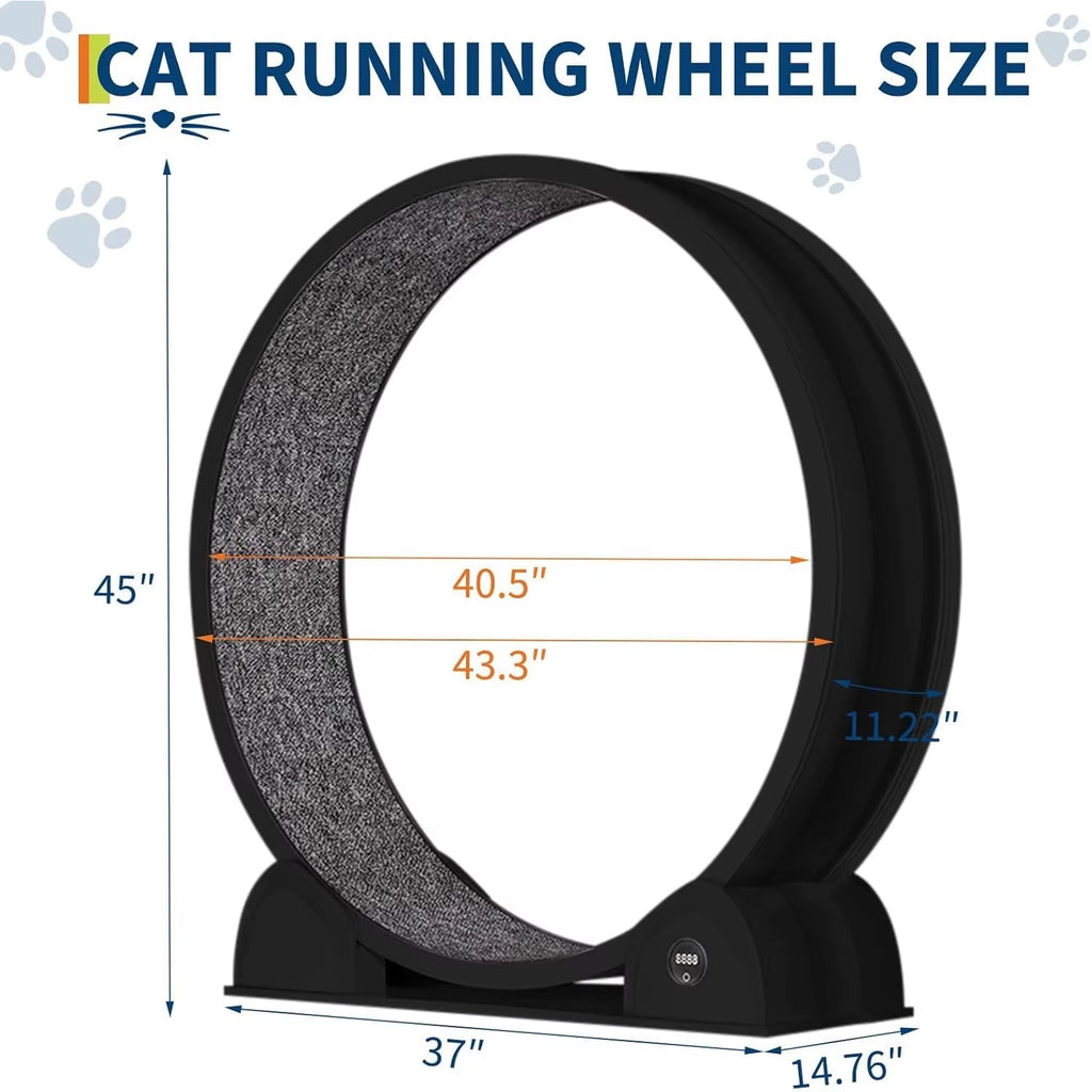 Cat Exercise Wheel 45" Large Treadmill for Indoor Cats Quiet Running Wheel with Smart Pedometer for Running Walking Training