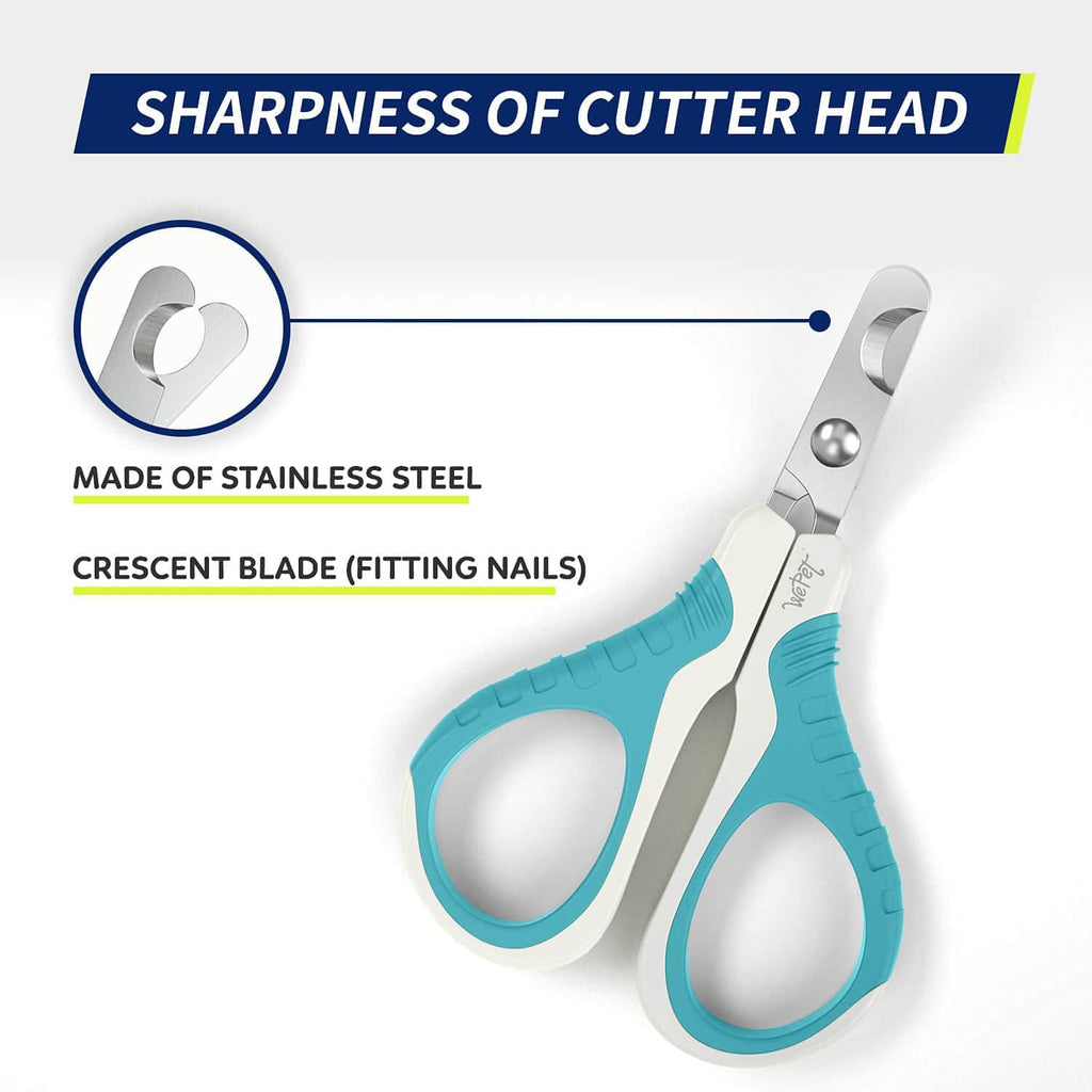 Professional Pet Nail Clippers U07.1, Curved Scissor Design for Cats, Kittens, Dogs, Puppies, and Small Animals, White/Pine Green