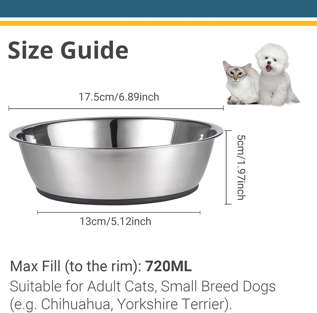 Set of Two 3-Cup Lightweight Stainless Steel Cat Bowls