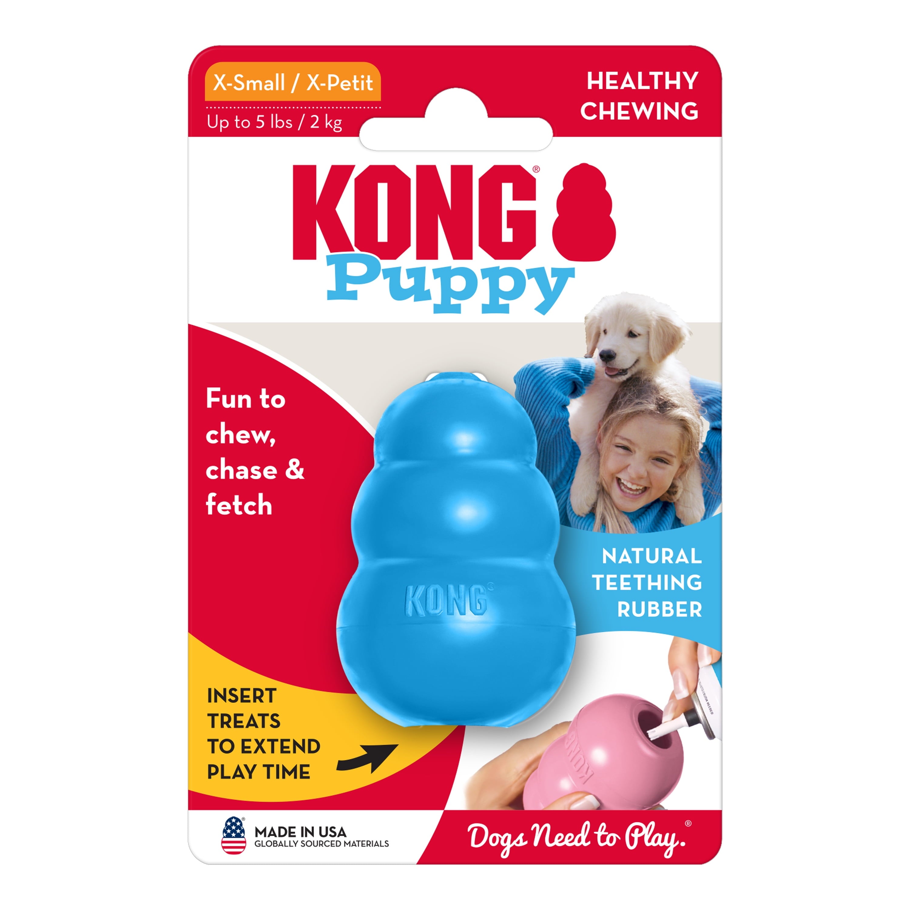 ® Classic Rubber Puppy Dog Toy for Beginner Chewers, Blue, Extra Small for Dogs up to 5 Lbs