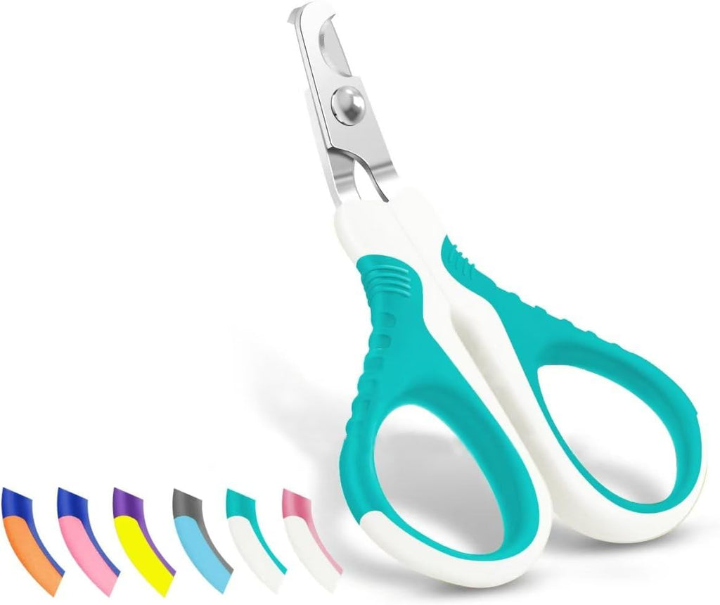 Professional Pet Nail Clippers U07.1, Curved Scissor Design for Cats, Kittens, Dogs, Puppies, and Small Animals, White/Pine Green