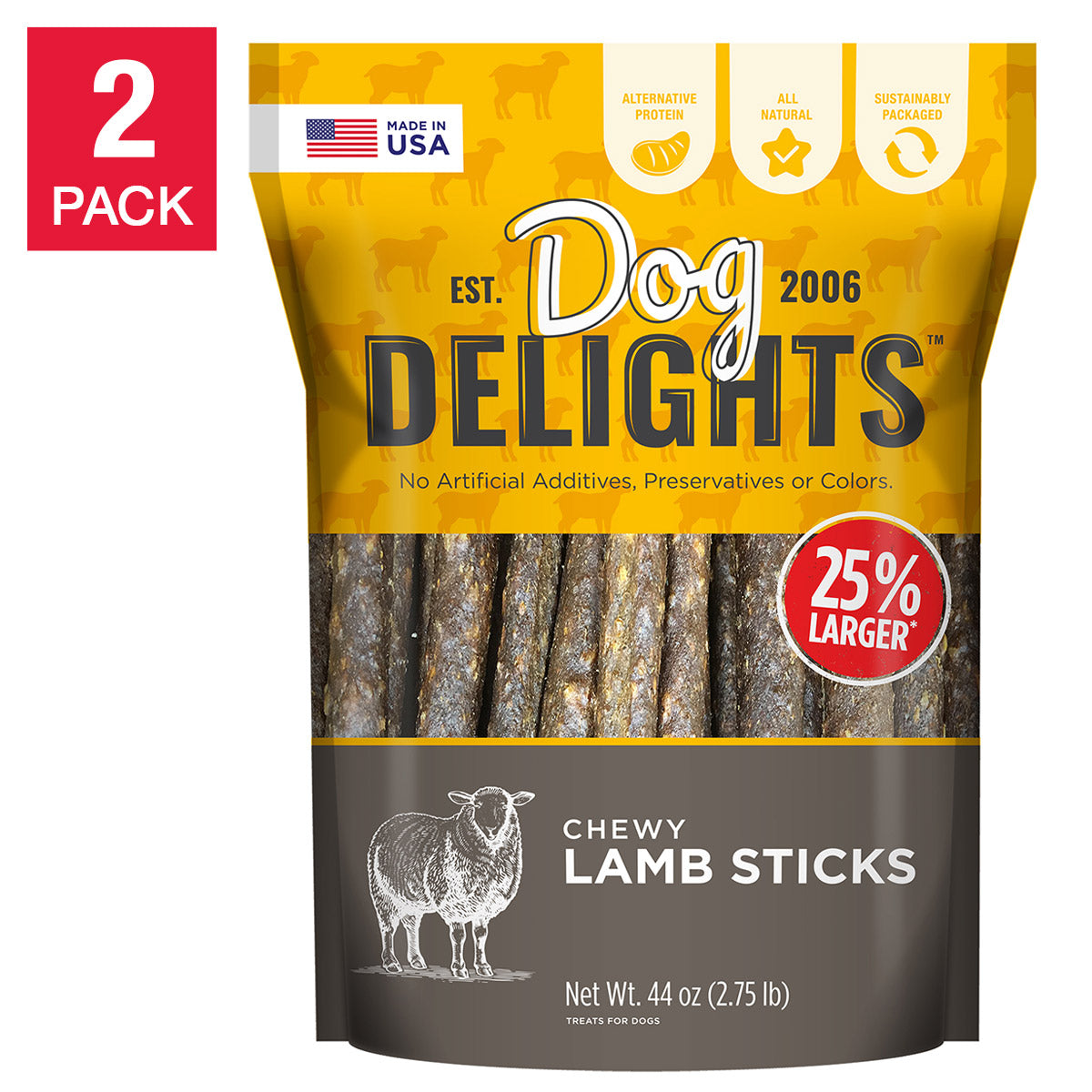 Chewy Lamb Sticks 44 Oz, 2-Pack