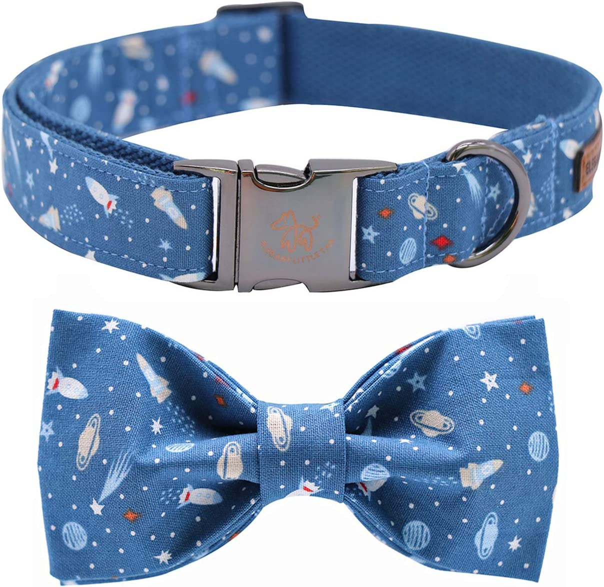 Elegant Bowtie Dog Collar for Small, Medium, and Large Dogs and Cats - Adjustable Cotton and Webbing Design