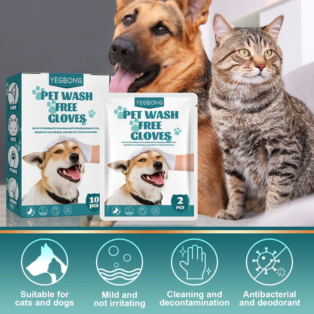 Pet Disposable Cleaning Gloves Wash Free Dog Cat Spa Bathing Deodorant Fleas Tick Removal Antibacterial Cat Dry Cleaning Gloves