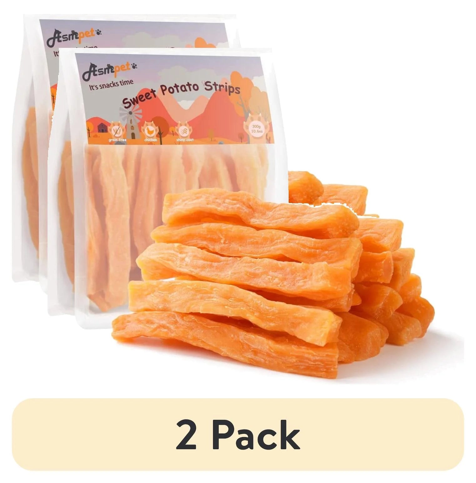 (2 Pack)  Sweet Potato Dog Treats, Natural Snack Chews for All Dogs, 29Pcs, 11Oz